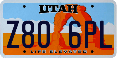 UT license plate Z806PL
