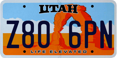 UT license plate Z806PN