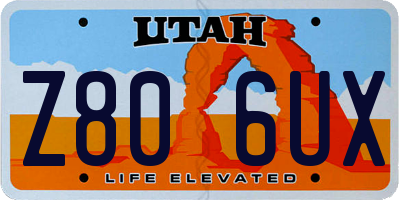 UT license plate Z806UX