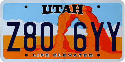 UT license plate Z806YY