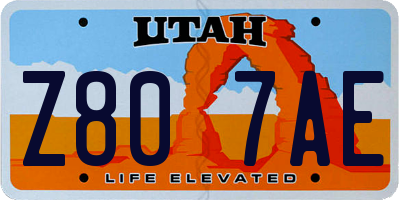 UT license plate Z807AE