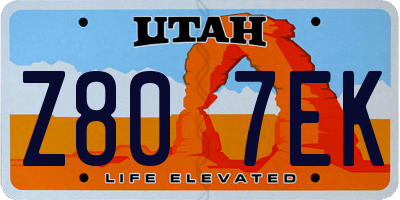 UT license plate Z807EK