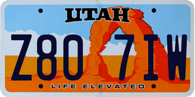 UT license plate Z807IW