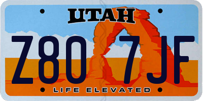 UT license plate Z807JF