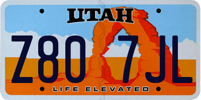 UT license plate Z807JL