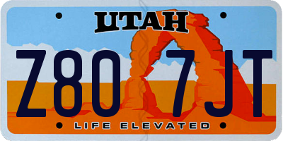 UT license plate Z807JT