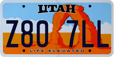 UT license plate Z807LL