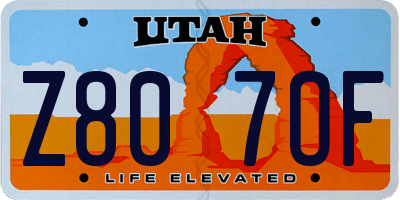 UT license plate Z807OF