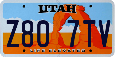 UT license plate Z807TV