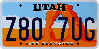 UT license plate Z807UG
