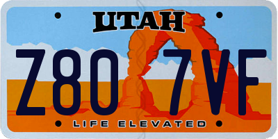 UT license plate Z807VF