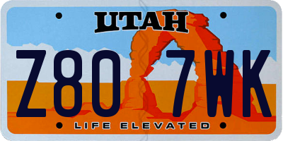 UT license plate Z807WK