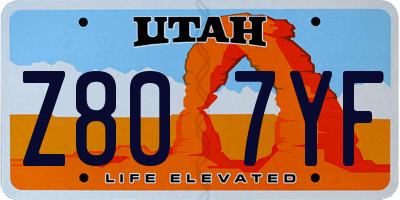 UT license plate Z807YF