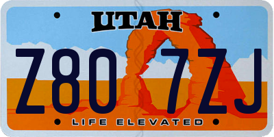 UT license plate Z807ZJ