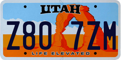 UT license plate Z807ZM