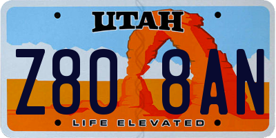 UT license plate Z808AN