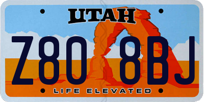UT license plate Z808BJ
