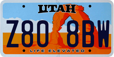 UT license plate Z808BW
