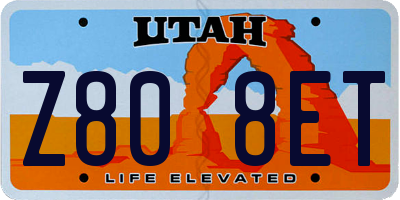 UT license plate Z808ET