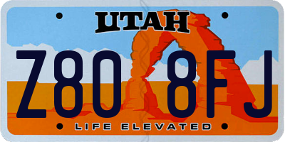 UT license plate Z808FJ