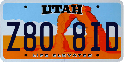 UT license plate Z808ID