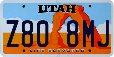 UT license plate Z808MJ