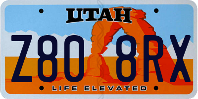 UT license plate Z808RX
