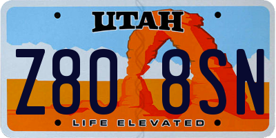 UT license plate Z808SN