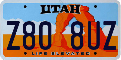 UT license plate Z808UZ