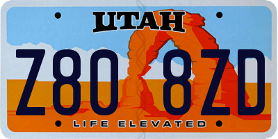 UT license plate Z808ZD