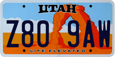 UT license plate Z809AW