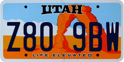 UT license plate Z809BW