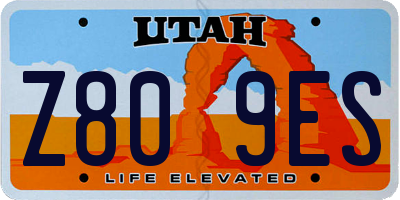 UT license plate Z809ES
