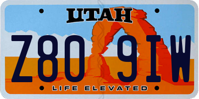 UT license plate Z809IW