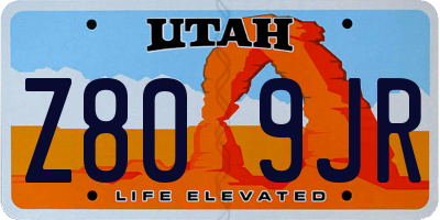 UT license plate Z809JR