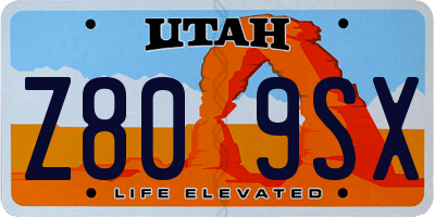 UT license plate Z809SX