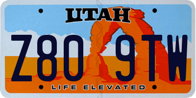 UT license plate Z809TW