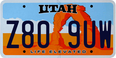 UT license plate Z809UW