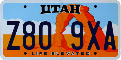 UT license plate Z809XA
