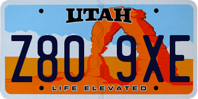 UT license plate Z809XE