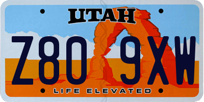 UT license plate Z809XW