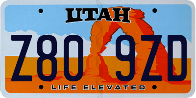 UT license plate Z809ZD
