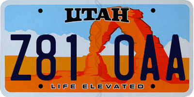 UT license plate Z810AA