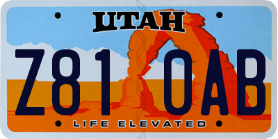 UT license plate Z810AB