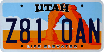 UT license plate Z810AN
