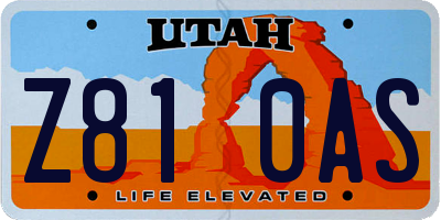 UT license plate Z810AS