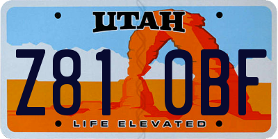 UT license plate Z810BF