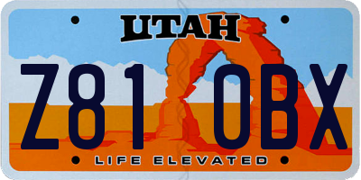 UT license plate Z810BX