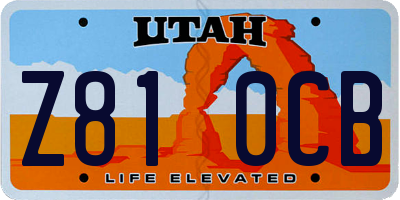 UT license plate Z810CB