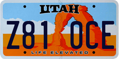 UT license plate Z810CE